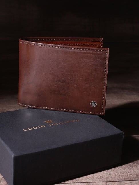 Buy Louis Philippe Brown Formal Leather Bi-Fold Wallet for Men For