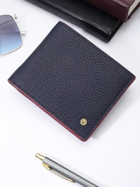 Allen Solly Navy Formal Leather Bi-Fold Wallet for Men