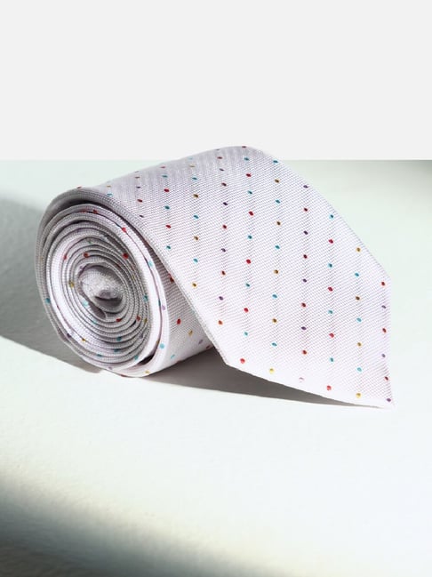 Louis Philippe White Printed Tie