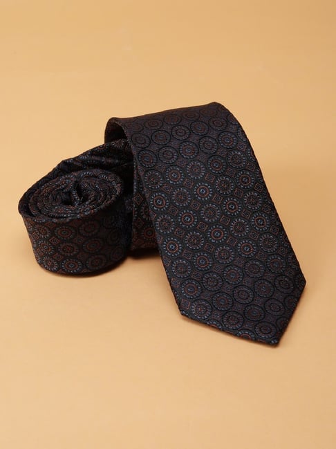 Peter England Black Embroidered Tie
