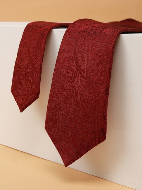 Peter England Red Embroidered Tie