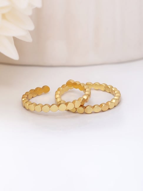 Zavya 925 Sterling Silver Classic Texured Gold Plated Toe Ring for Women-picture-34