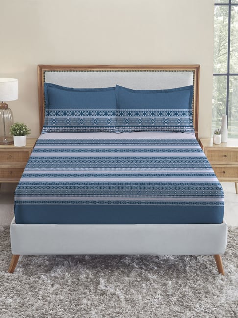 Mytrident Soft Comfort King Size Fittedsheet 210 TC with 2 Pillow Covers -Ice Dust-picture-19