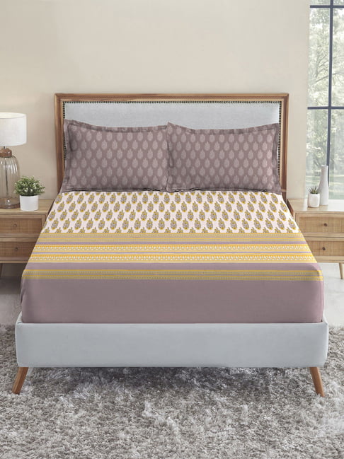 Mytrident Soft Comfort King Size Fittedsheet 210 TC with 2 Pillow Covers -Marigold-picture-20