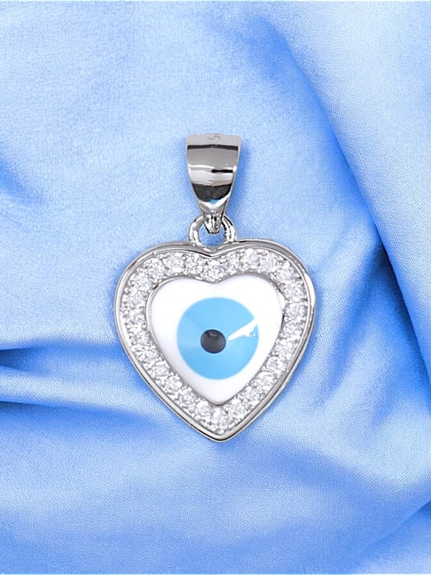 Buy Taraash 925 Sterling Silver Heart-Shaped Evil Eye Pendant