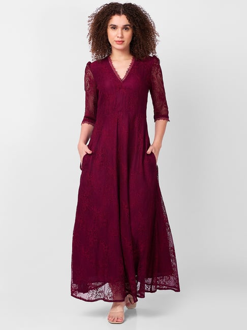 ITI Maroon Regular Fit Casual Dress