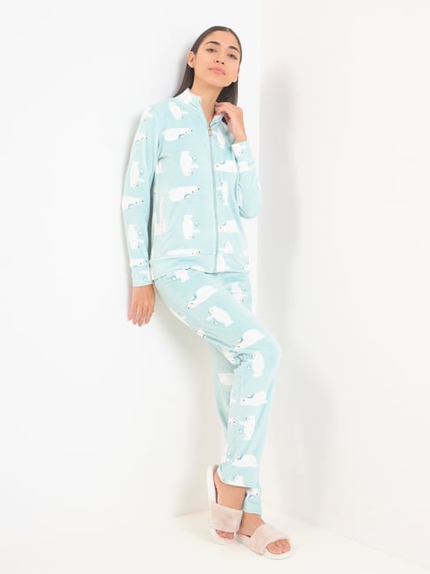 Sweet Dreams Green Fleece Graphic Full Sleeves Jacket and Pyjama-picture-21