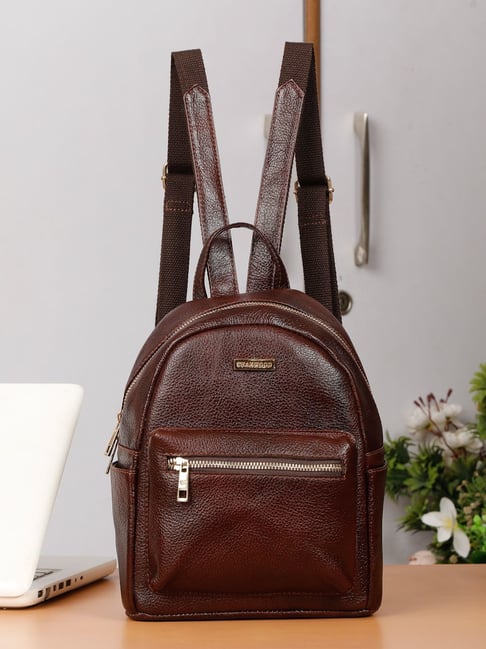 Teakwood Leathers Brown Texture Leather Backpack-picture-37