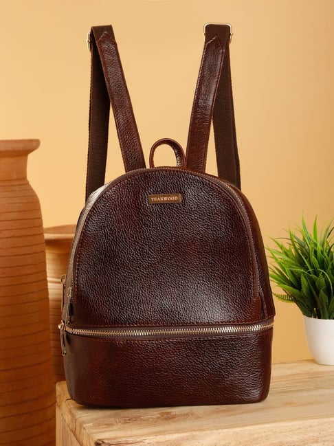 Teakwood Leathers Brown Texture Leather Backpack-picture-38