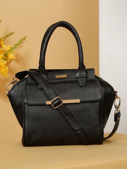 Teakwood Leathers Black Textured Leather Handheld Bag-picture-13