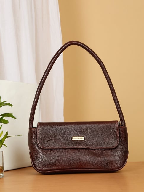 Teakwood Leathers Brown Texture Leather Structured Shoulder Handbag-picture-39