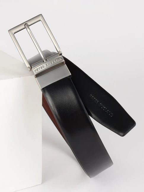 Peter England Black & Brown Leather Reversible Belt for Men-picture-24