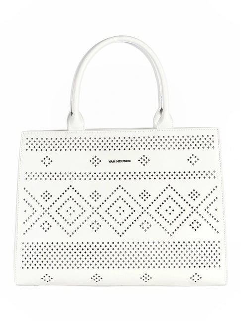 Buy Van Heusen White Textured Medium Handbag For Women At Best