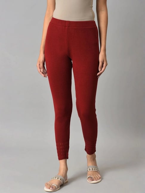 W Red Plain Leggings-picture-10