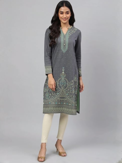 Aurelia Grey Embroidered Winter Kurta-picture-45