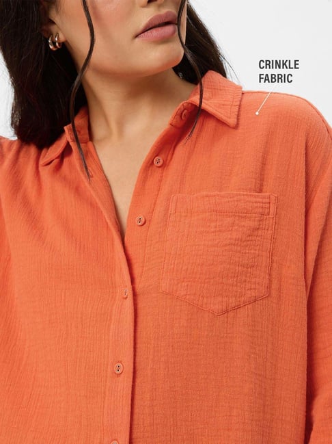 The Souled Store Orange Plain Shirt