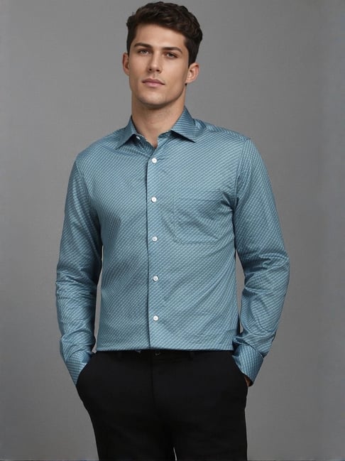 Louis Philippe Blue Cotton Regular Fit Printed Shirt-picture-25