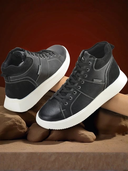 Woodland Men's Black Ankle High Sneakers