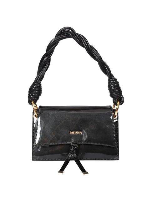 SASSORA Vivid Black Solid Medium Handbag-picture-47