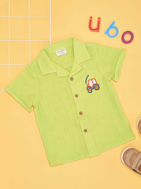 Pantaloons Baby Boys Green Glow Cotton Solid Shirts