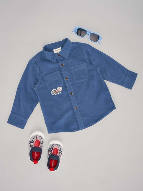 Pantaloons Baby Boys Dress Blues Cotton Solid Full Sleeves Shirts