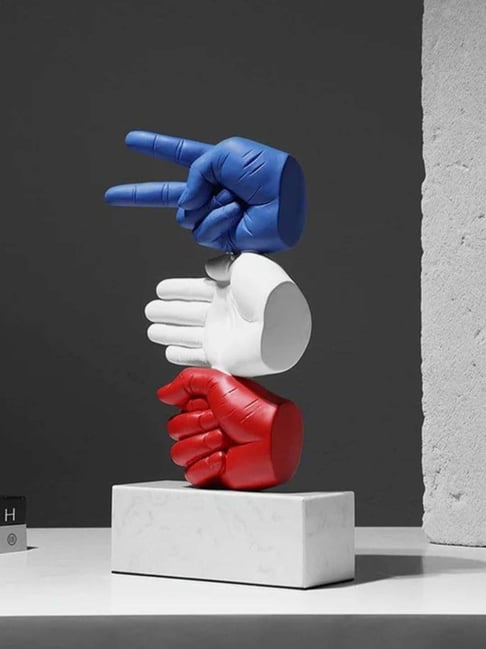 Smokey Cocktail Multicolor Resin Rock Paper Scissor Sculpture-picture-44