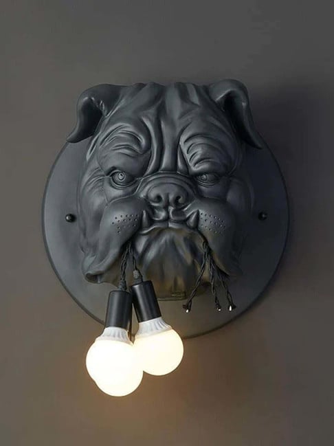Smokey Cocktail Black Glass Hash Dog Sculpture Wall Lamp-picture-28