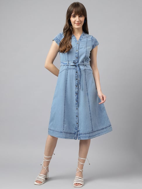 Latin Quarters Blue Cotton Regular Fit Dress-picture-19