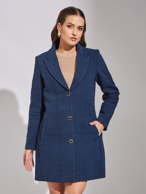 Latin Quarters Blue Polyester Regular Fit Coat-picture-39