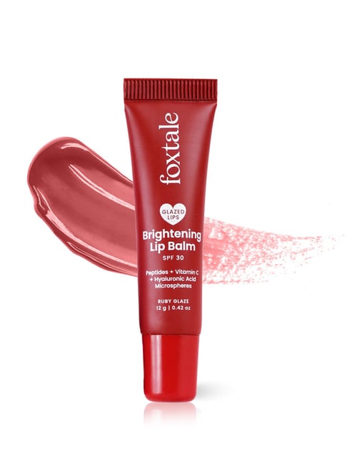 Foxtale Brightening SPF30 Lip Balm with Peptides, Vitamin C & Hyaluronic Acid Ruby Glaze - 12 gm
