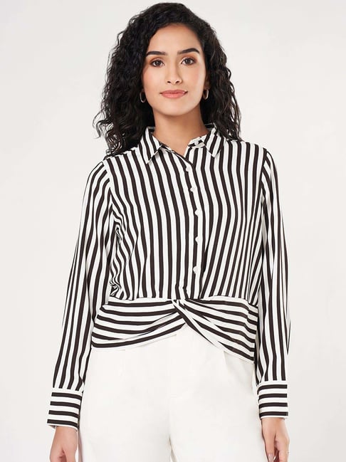 Annabelle by Pantaloons White & Black Striped Shirt-picture-35