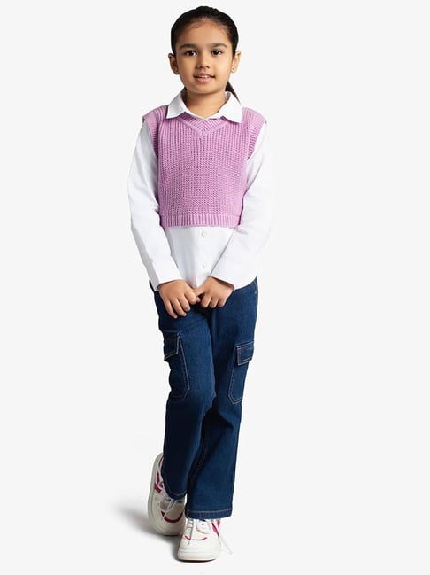 Ed-a-Mamma White Cotton Regular Solid Top