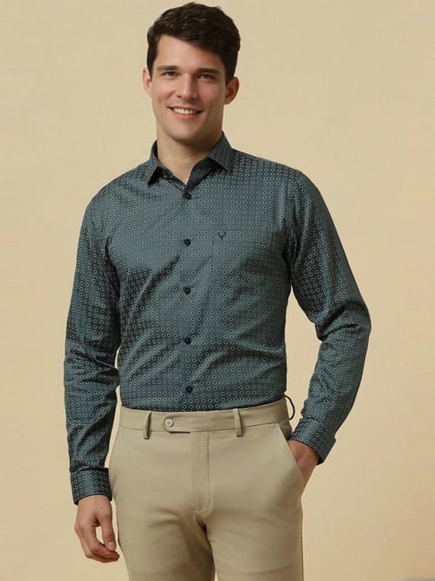 Allen Solly Green Cotton Slim Fit Printed Shirt-picture-23
