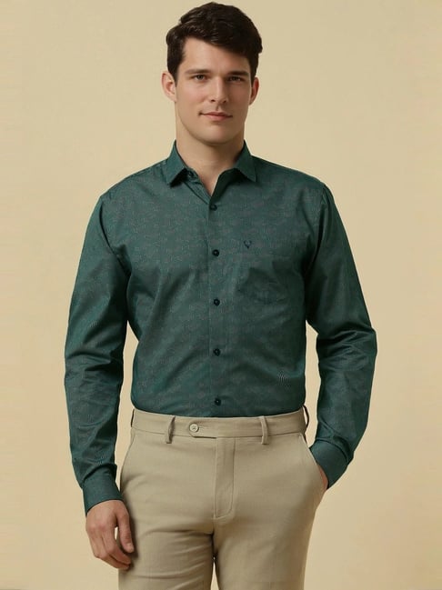 Allen Solly Green Cotton Slim Fit Printed Shirt-picture-16