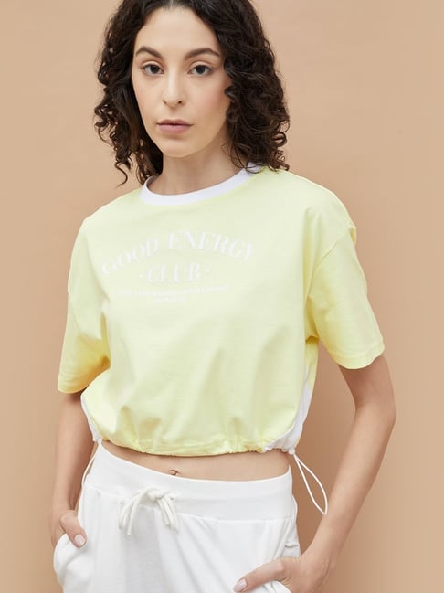 Kappa Lime Green Cotton Regular Fit Printed T-Shirt