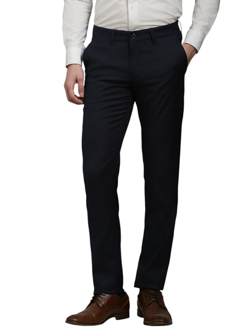 Louis Philippe Navy Slim Fit Trousers-picture-13