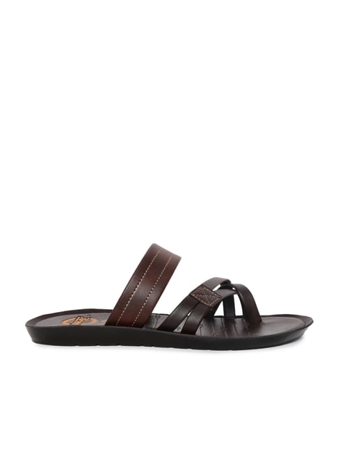 Paragon Men's Cognac Cross Strap Sandals