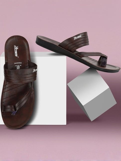 Leather Slippers Cheap Comfortable Slippers Hitz Men's Brown