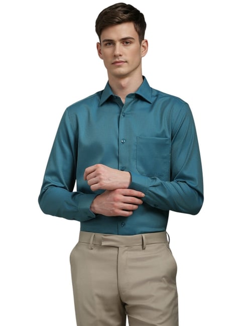 Louis Philippe Blue Cotton Regular Fit Printed Shirt-picture-24