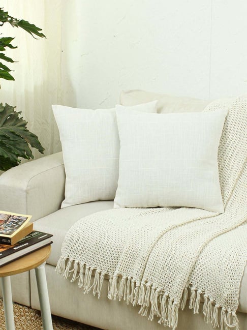 House This Herringbone White Cotton Cushion Covers - Set of 2-picture-16