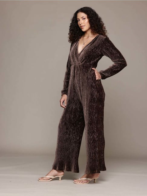 Label Ritu Kumar Brown Caren Velvet Jumpsuit-picture-10