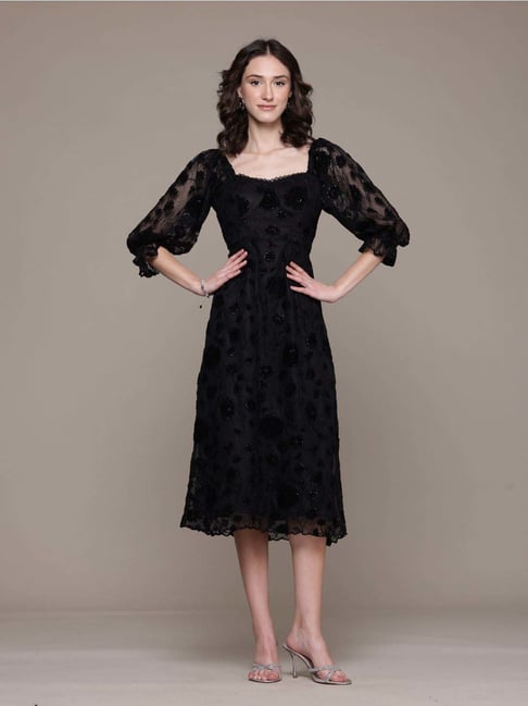 Label Ritu Kumar Black Molly Midi Dress