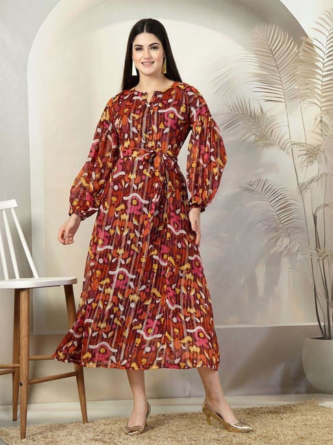 Melon By plusS Maroon Printed A-Line Dress-picture-33