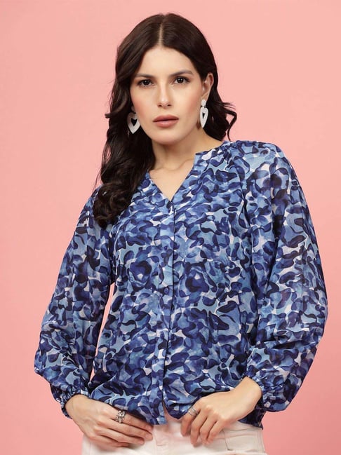 Melon By plusS Blue Printed Top-picture-12