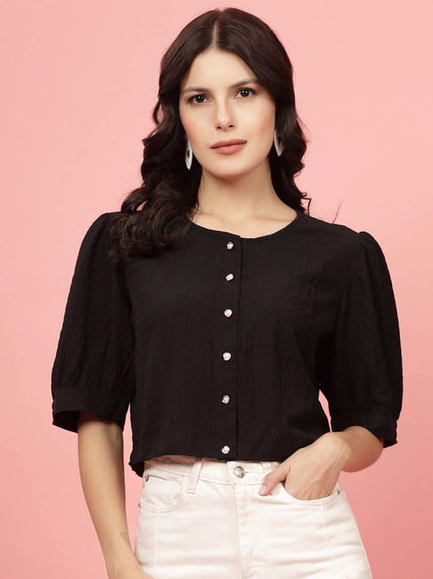 Melon By plusS Black Plain Top-picture-39