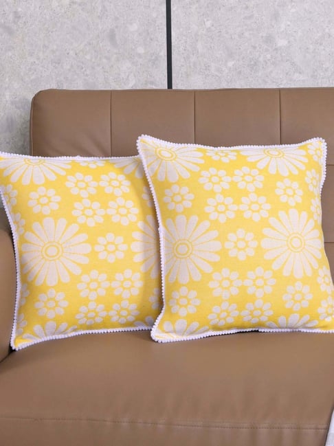 Saral Home Yellow Cotton Cushion Covers - Set of 2-picture-36