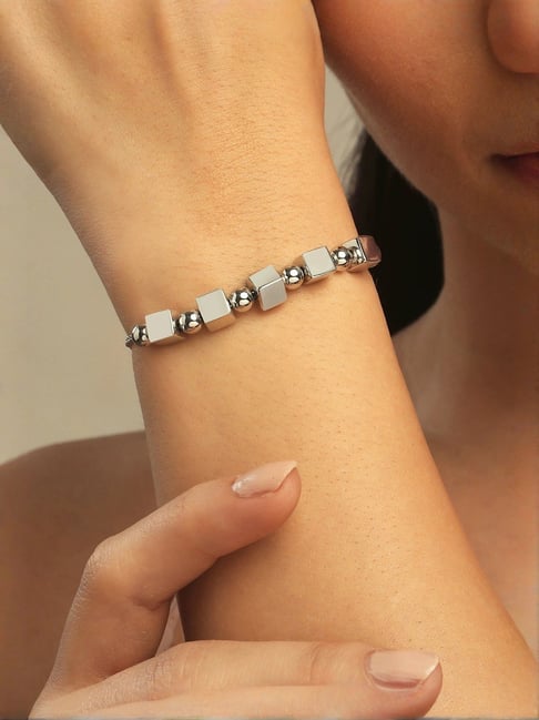 Mia by Tanishq Chic Cubes Silver Bracelet for Women