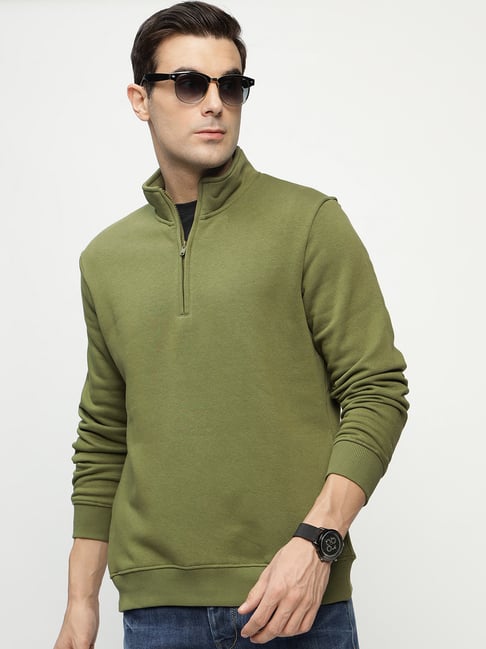 Hancock Olive Blended Regular Fit Sweatshirt