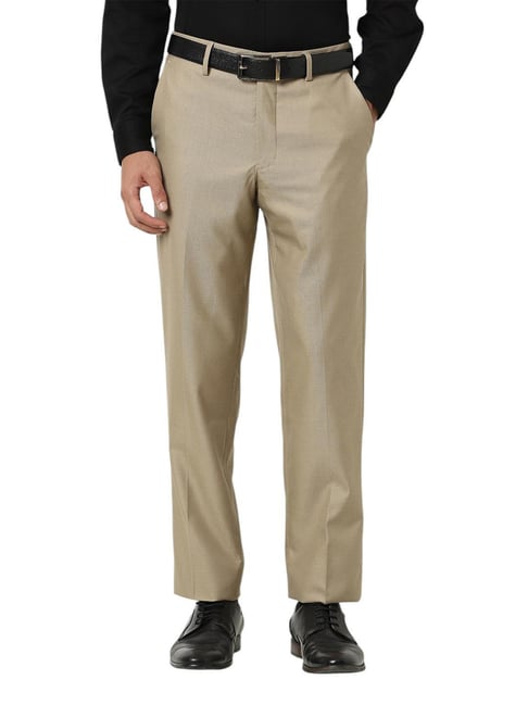 Van Heusen Khaki Blended Regular Fit Solid Trouser-image-7