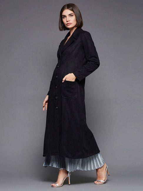 Buy Miss Chase Wine V Neck Full Sleeves Blazer Knee Length Dress